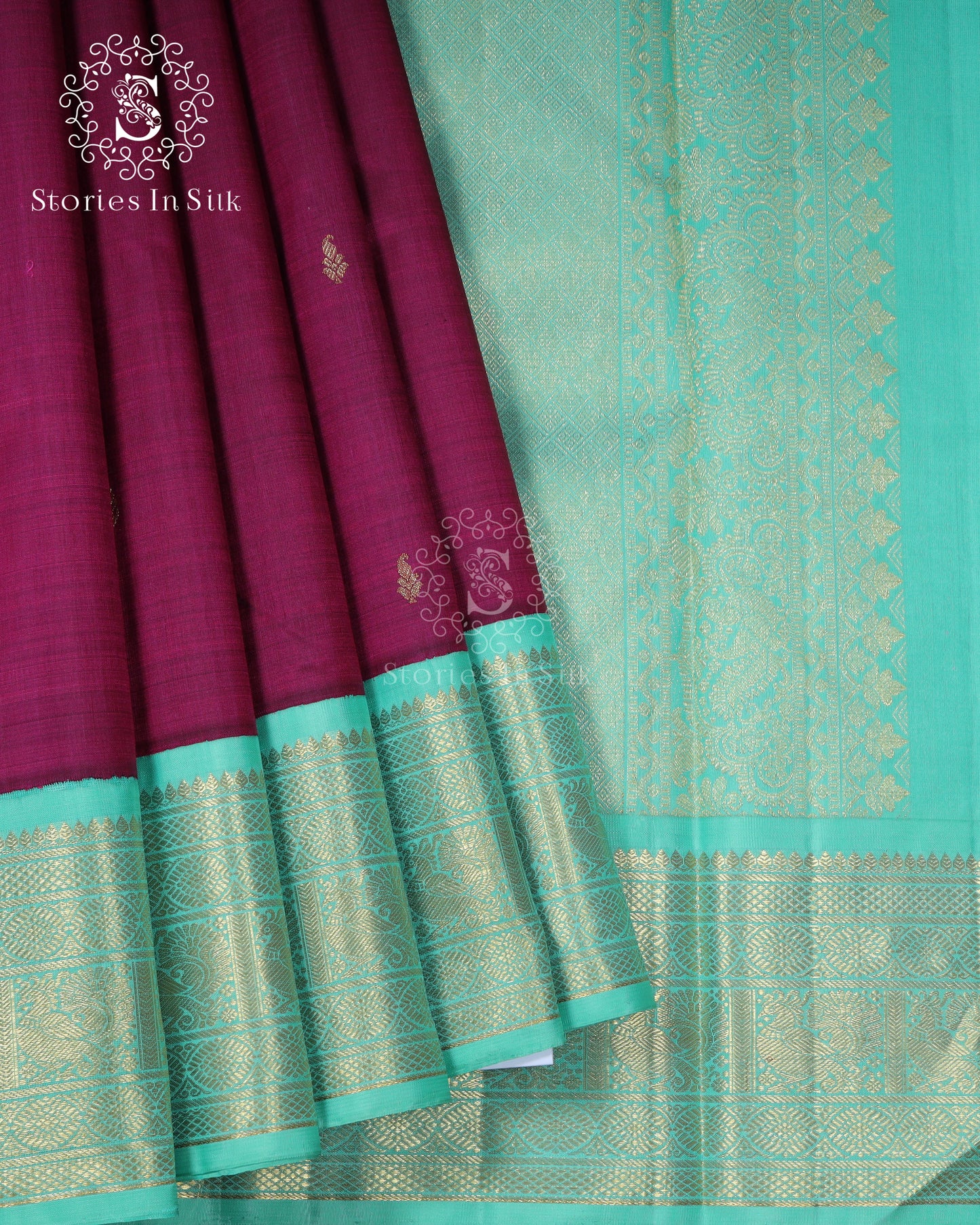 Maroon Teal Classic Silk Saree - SSK0027