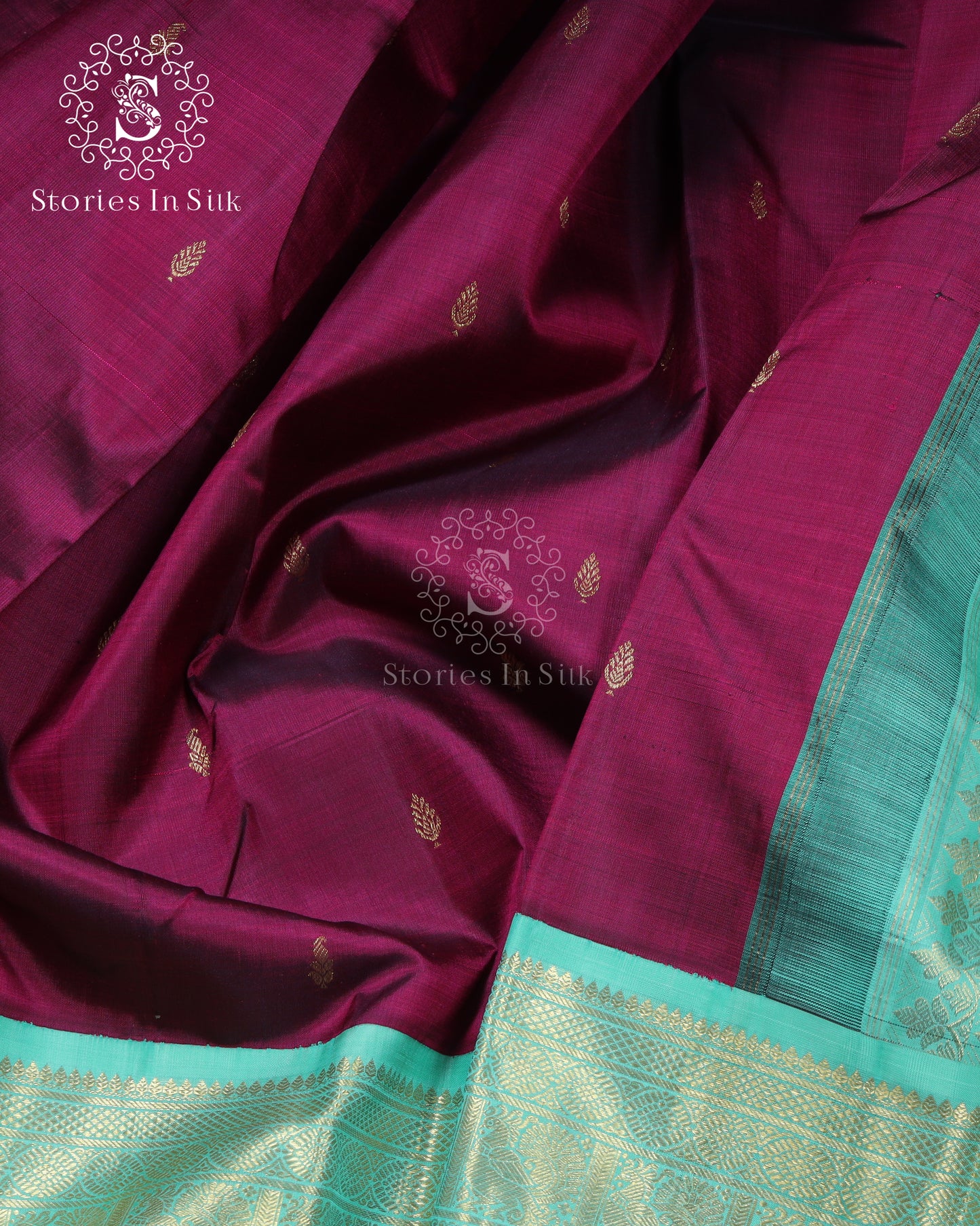 Maroon Teal Classic Silk Saree - SSK0027