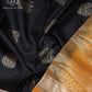 Black Mustard Contrast Silk Saree - SKV0069