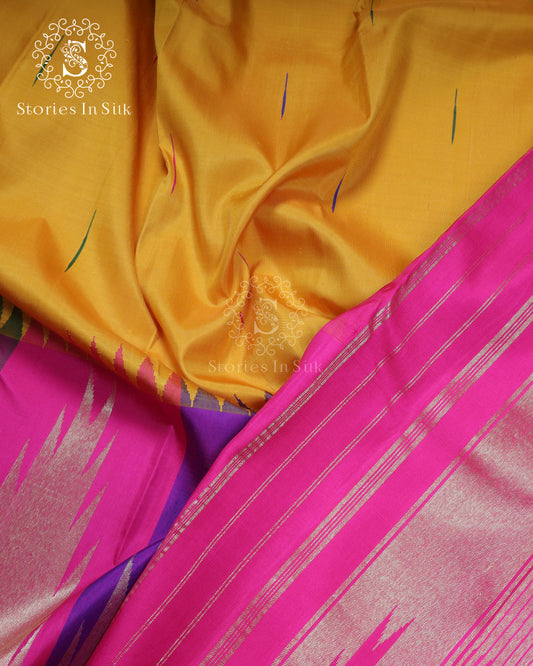 Sunset Ikat Style Silk Saree - SSK0032