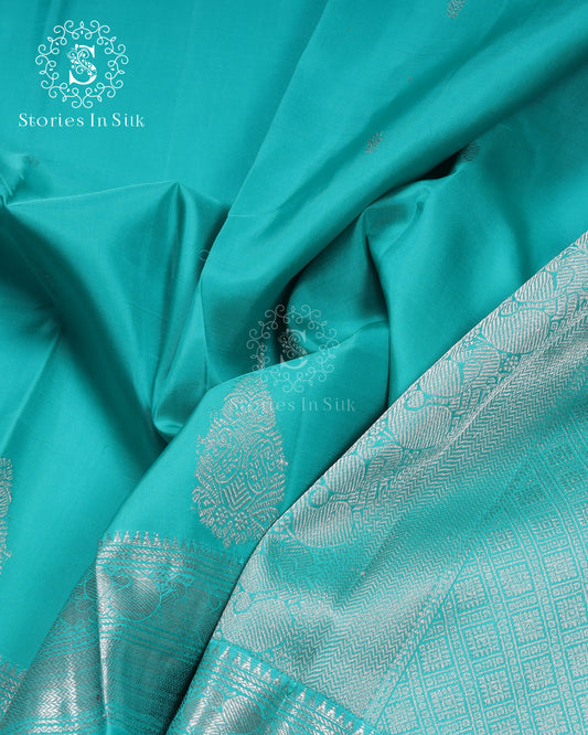 Aqua Mist Silk Saree - RHM0030