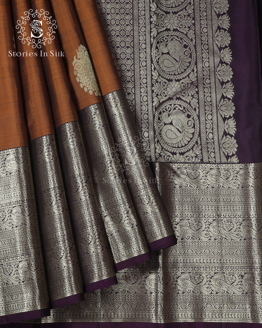 Antique Bronze Zari Silk Saree - SSK0048