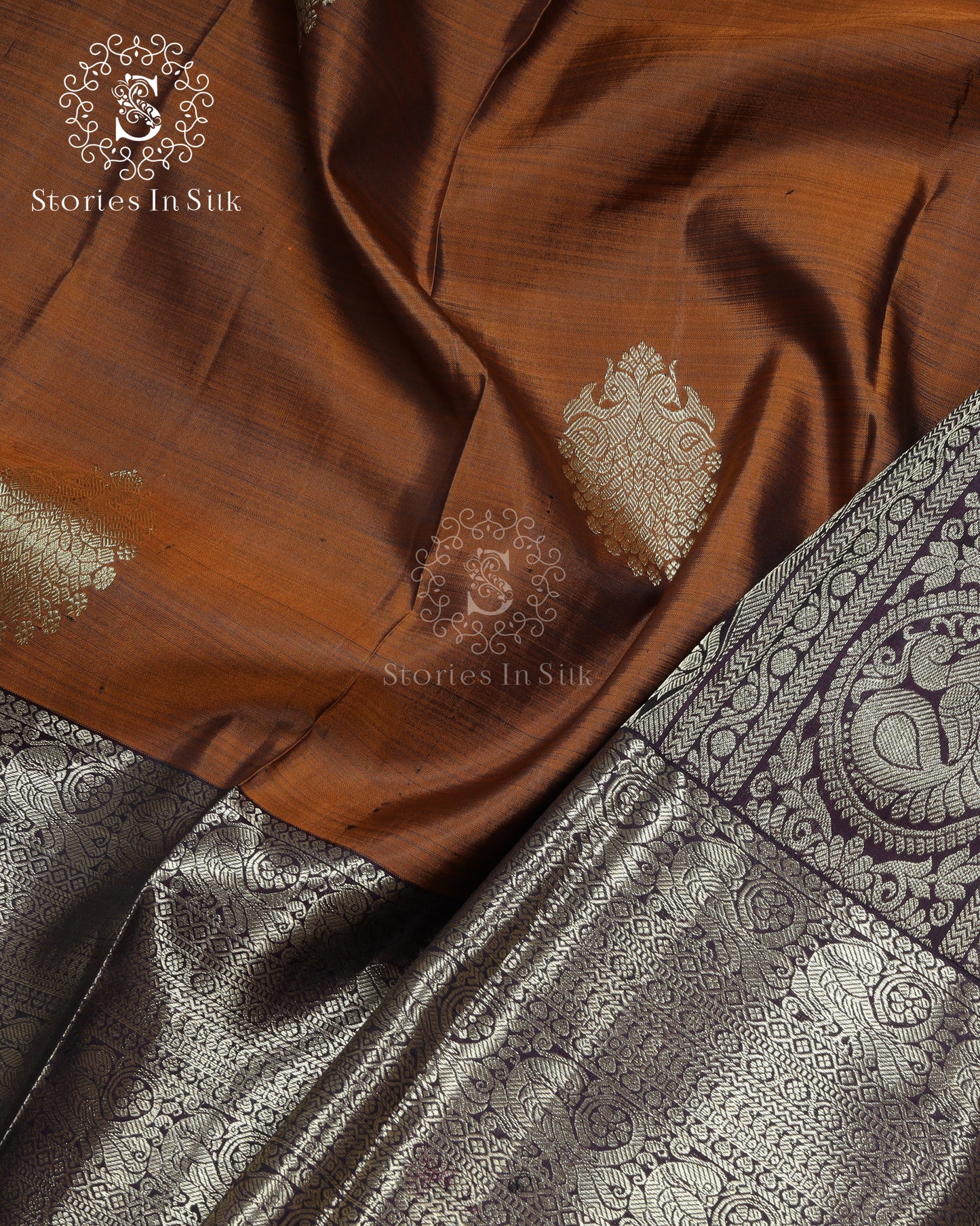 Antique Bronze Zari Silk Saree - SSK0048