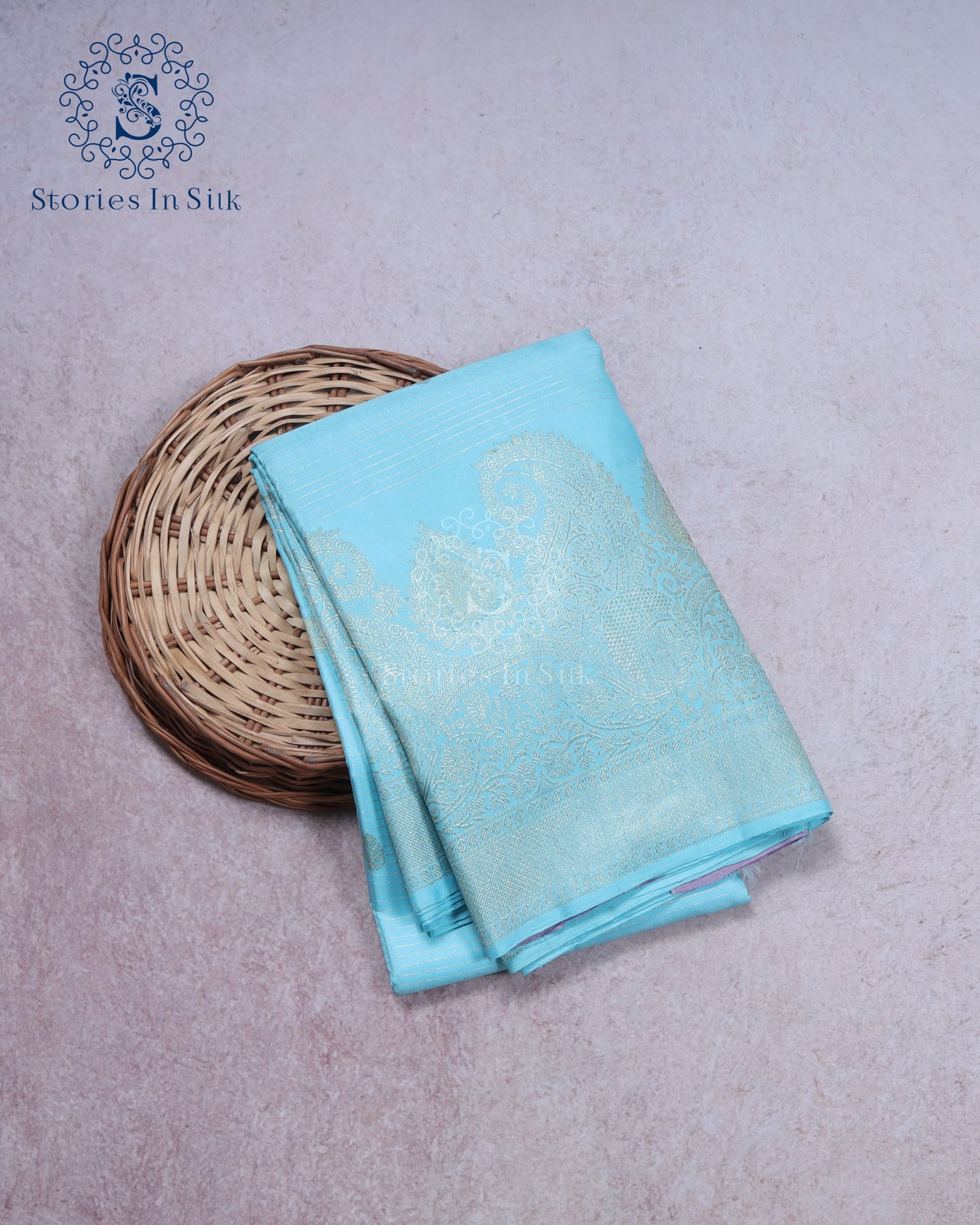 Aqua Lavender Silk Saree - SSK0015