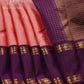 Peach Plum Contrast Pure Silk Saree - APS003