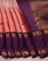 Peach Plum Contrast Pure Silk Saree - APS003