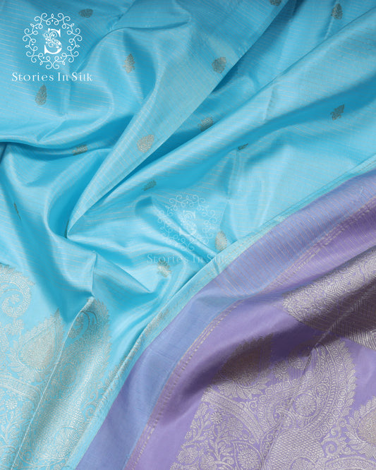 Aqua Lavender Silk Saree - SSK0015