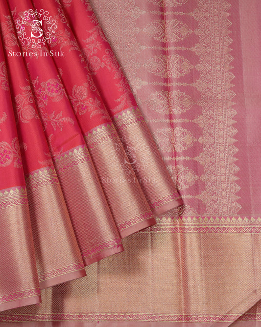 Crimson Glow Silk Saree - SSK0050