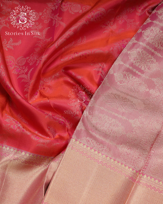Crimson Glow Silk Saree - SSK0050