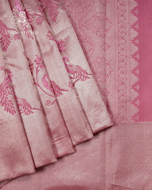 Blush Feather Bridal Pure Silk Saree - JA031