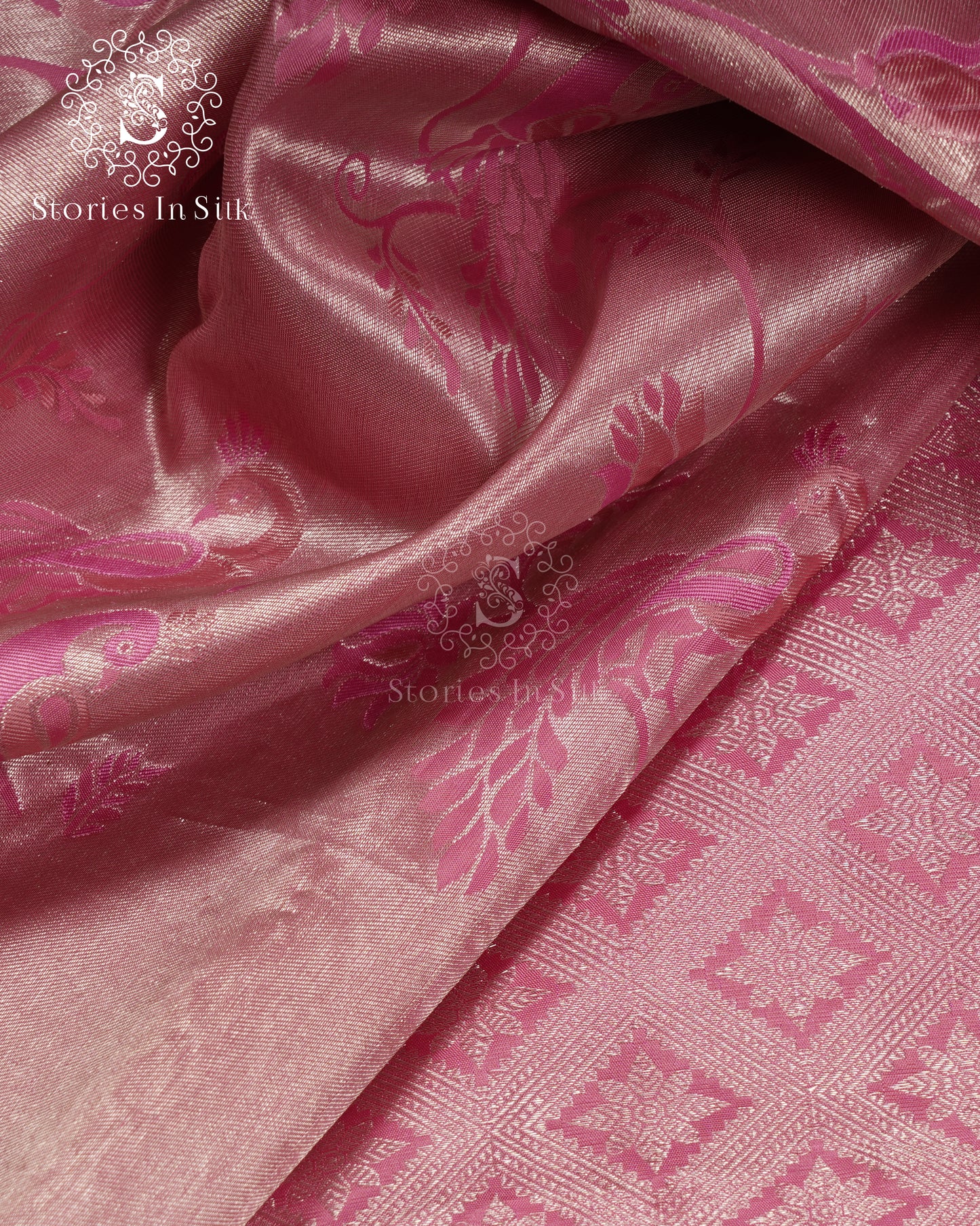 Blush Feather Bridal Pure Silk Saree - JA031