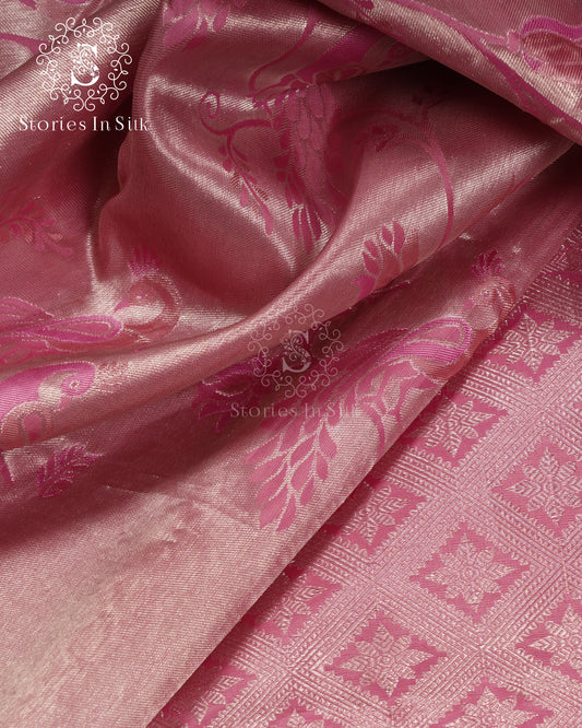 Blush Feather Bridal Pure Silk Saree - JA031