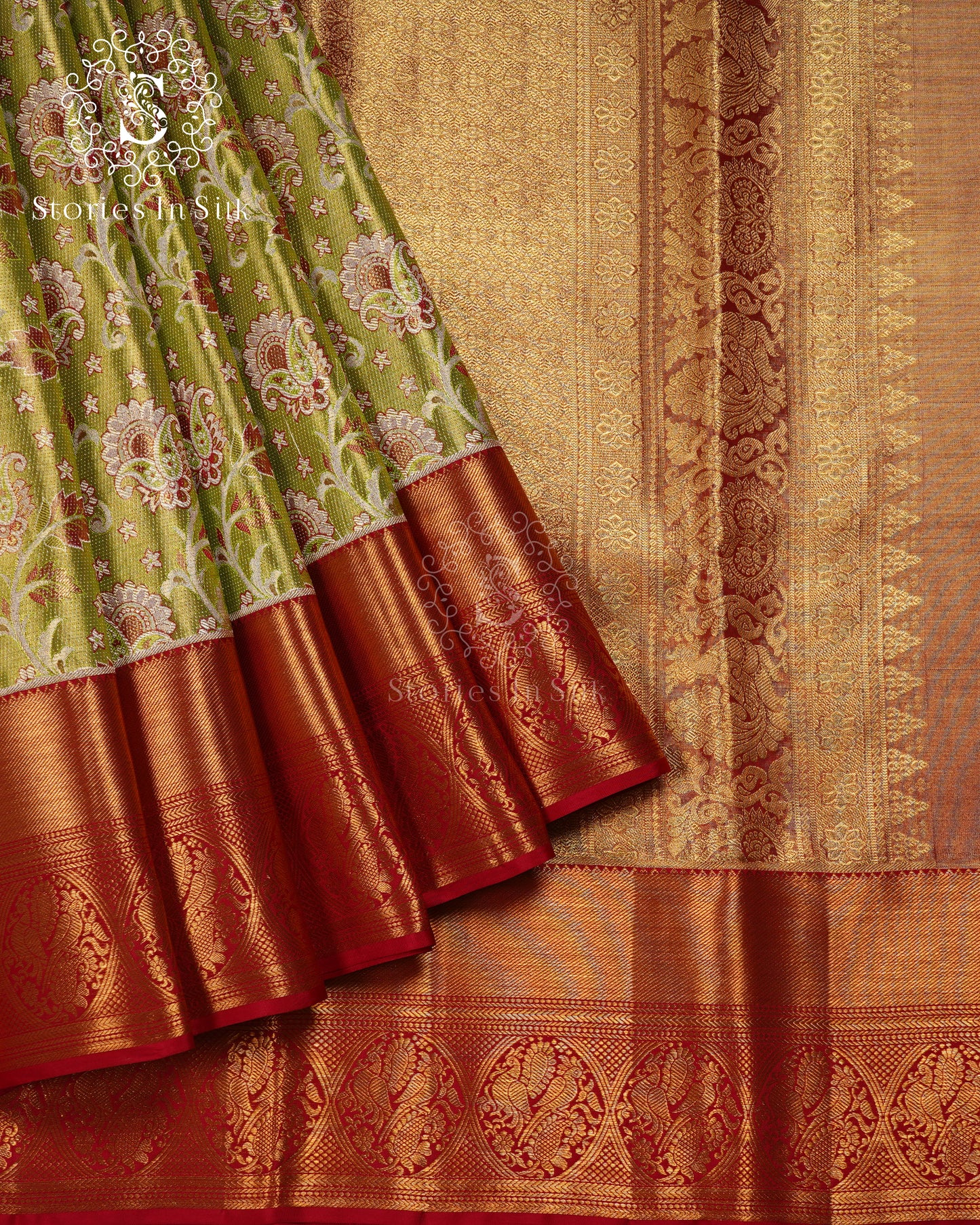 Parrot Glow Bridal Pure Silk Saree - SS149