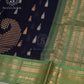 Navy Meadow Silk Cotton Saree - MAN104