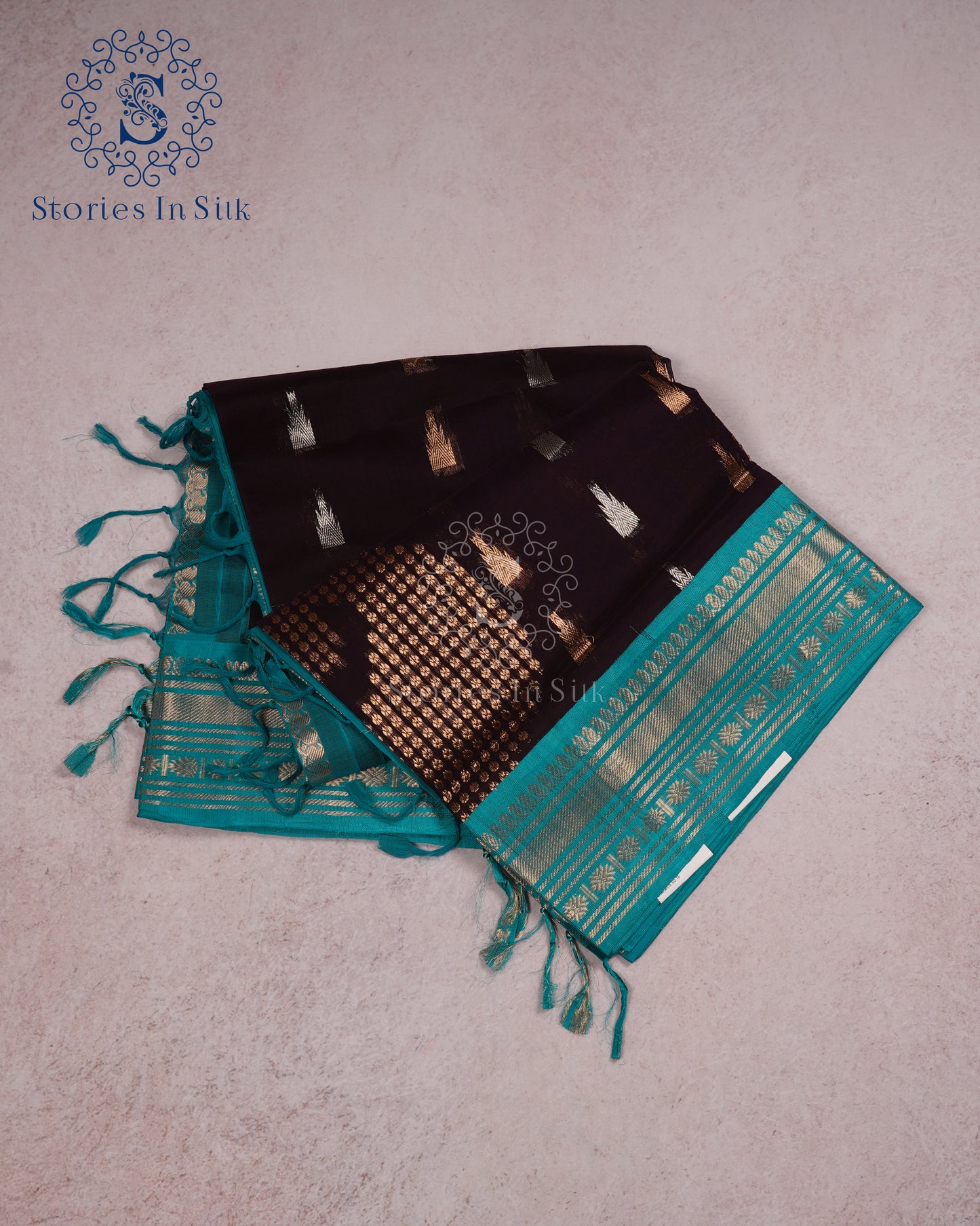 Teal Twilight Silk Cotton Saree - MAN104