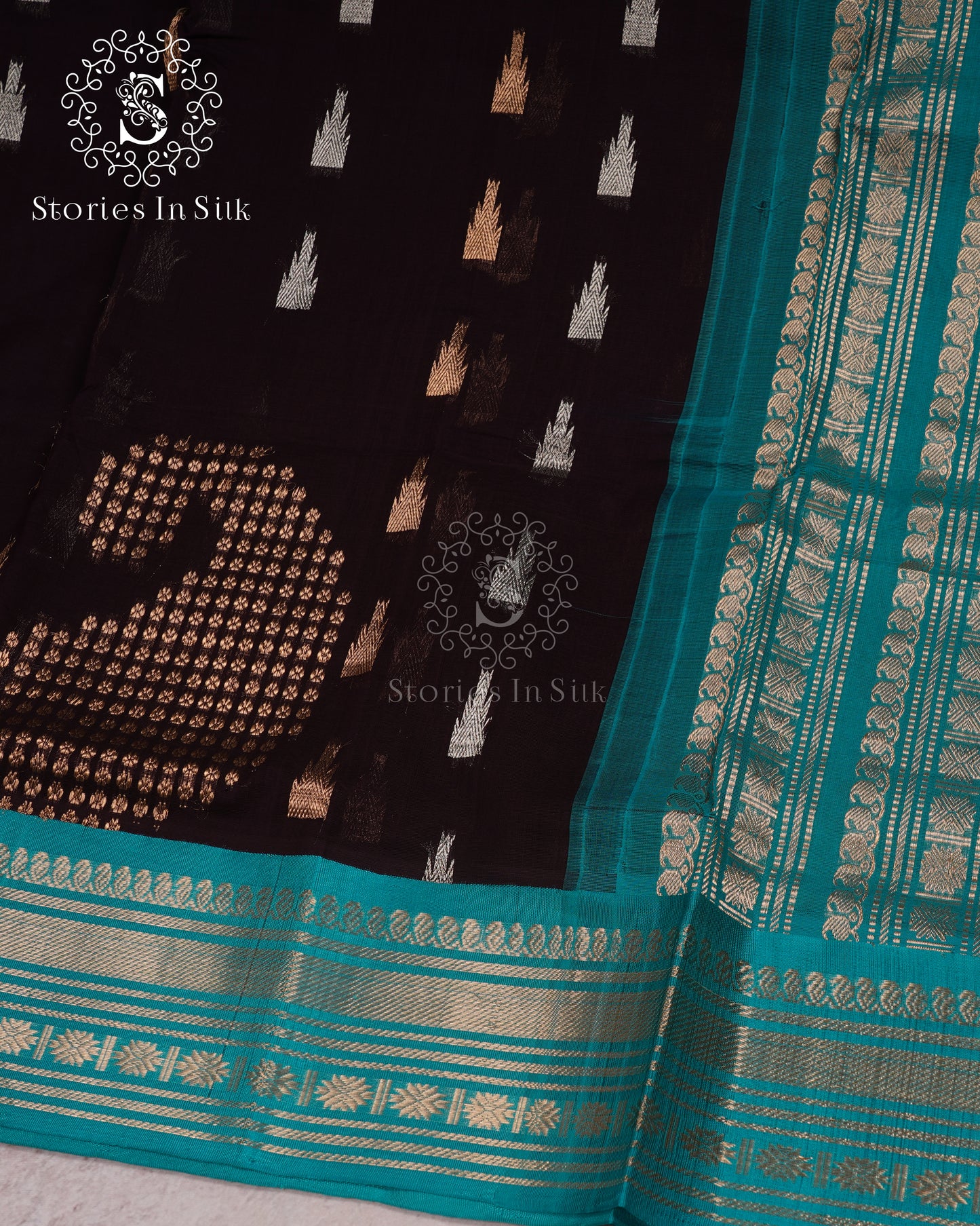 Teal Twilight Silk Cotton Saree - MAN104