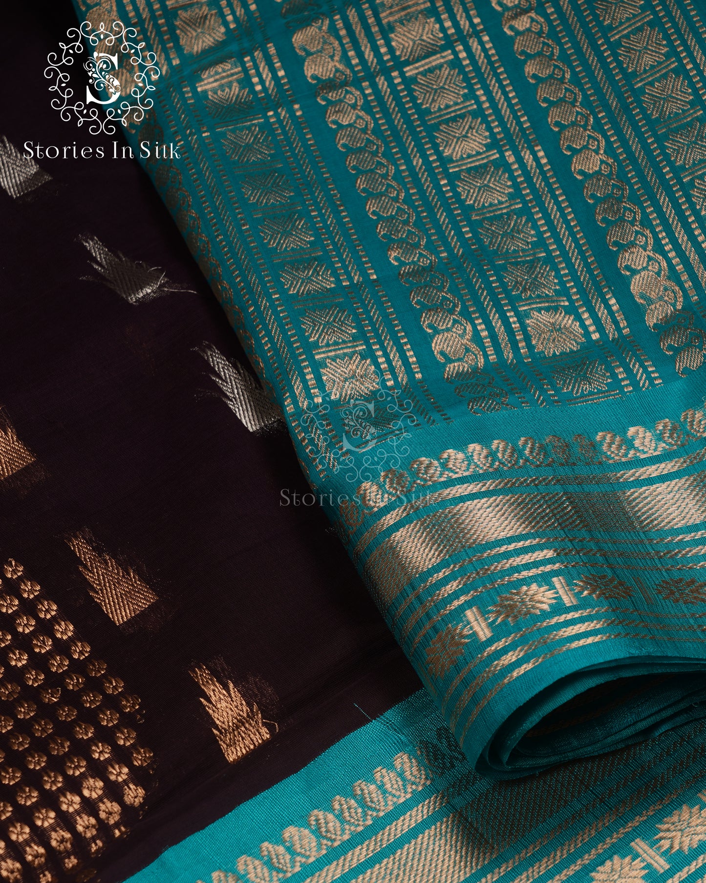 Teal Twilight Silk Cotton Saree - MAN104