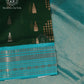 Emerald Teal Silk Cotton Saree - MAN104