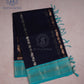 Navy Teal Elegance Silk Cotton Saree - MAN107