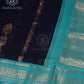 Navy Teal Elegance Silk Cotton Saree - MAN107