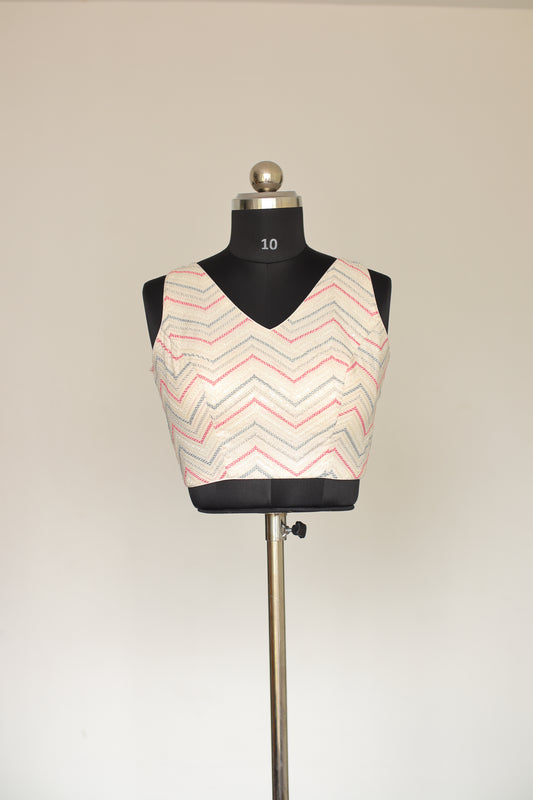 Ivory Multi Color Ready to Wear Blouse