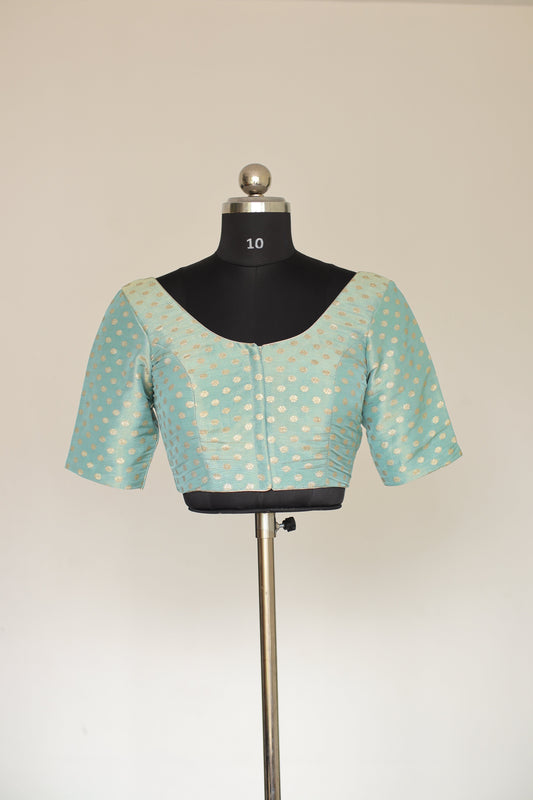 Aqua Gold Polka Dot Ready to Wear Blouse