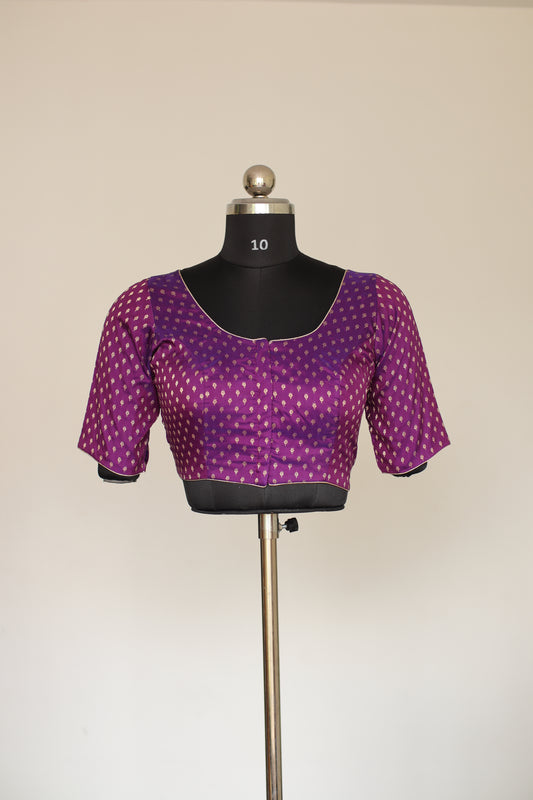 Purple Brocade Half-Sleeve Ready to wear blouse