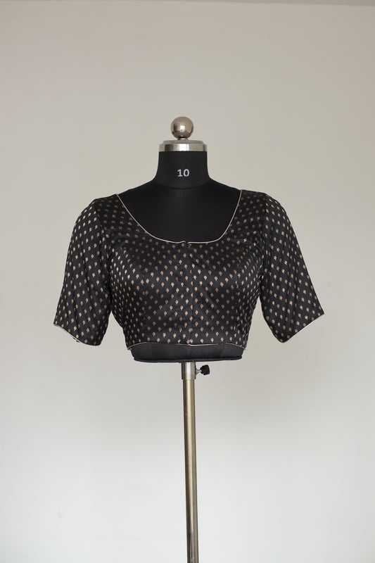 Black and Gold Patterned Ready-to-Wear Blouse