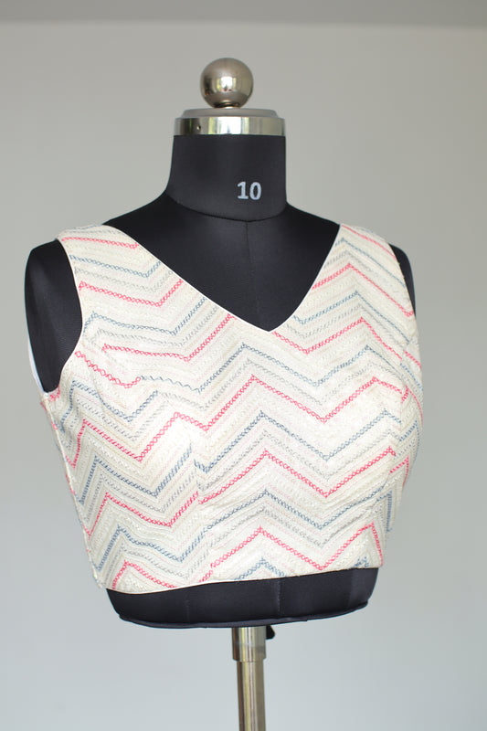 Ivory Multi Color Ready to Wear Blouse