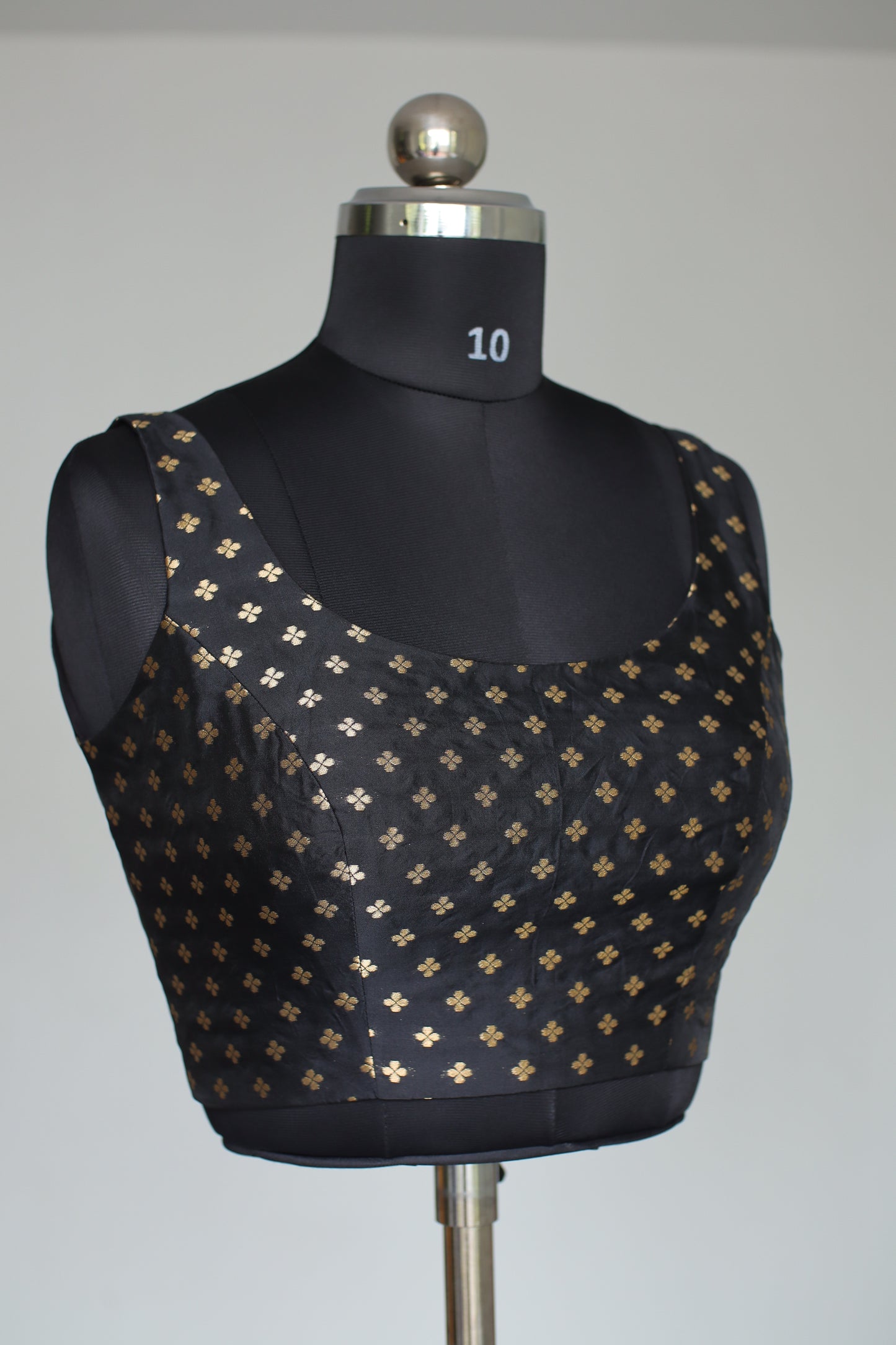 Black & Gold Motif Sleeveless Ready to wear blouse
