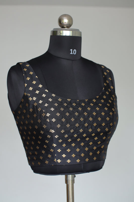 Black & Gold Motif Sleeveless Ready to wear blouse